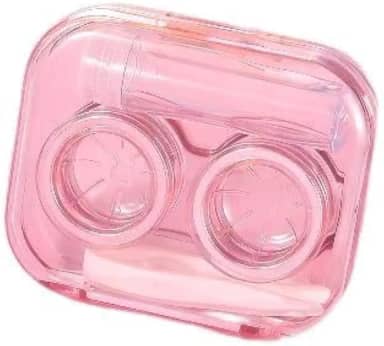 Pacote com 2 lindos conjuntos de estojo de lentes de contato, essenciais de viagem transparentes com kit de ferramentas removedoras e frasco de solução, caixa de armazenamento de lentes de contato