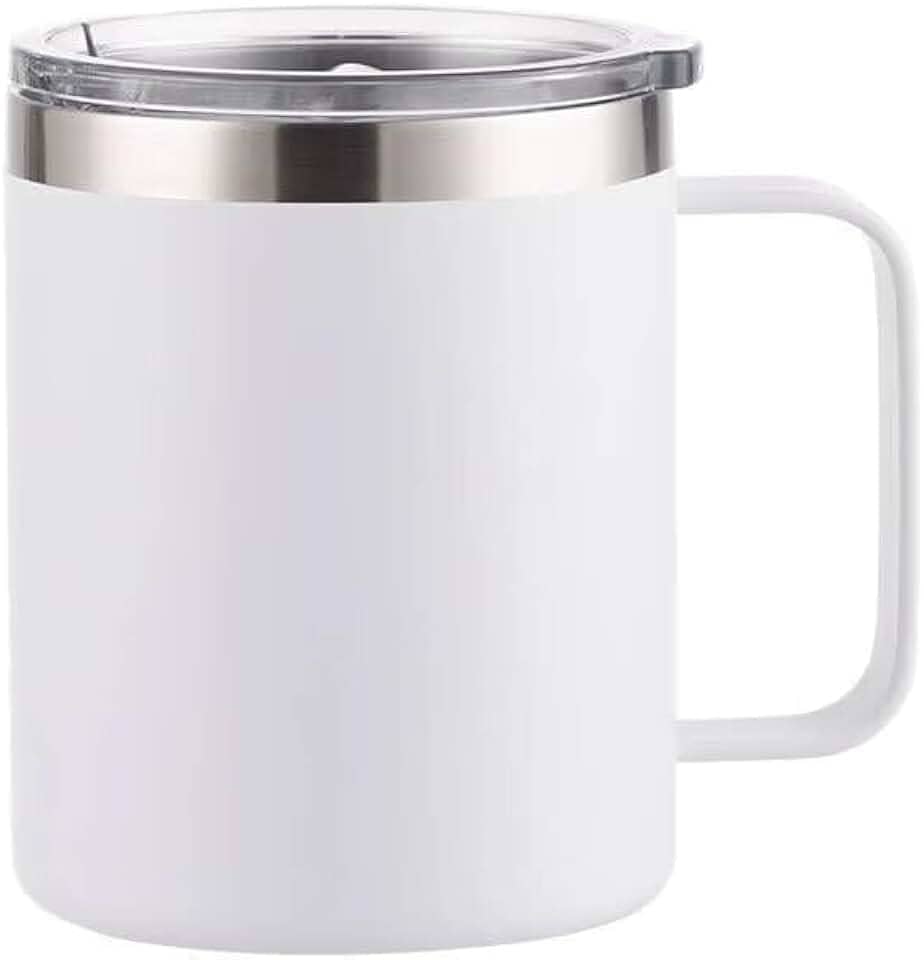 É PERFEITA- Caneca Térmica c/Alça 360ml e Tampa Acrilica Antivazamento –Isolamento Parede Dupla, Bebidas Quentes Frias por Horas, Design Portátil, Acabamento Fosco (Branco Alpino, 360ml)