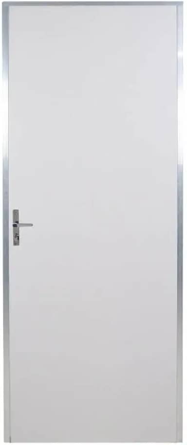 Kit Porta de Madeira Lisa 212x75cm com Batente de Aluminio 3,6cm Ecomadeiral Mgm Branco