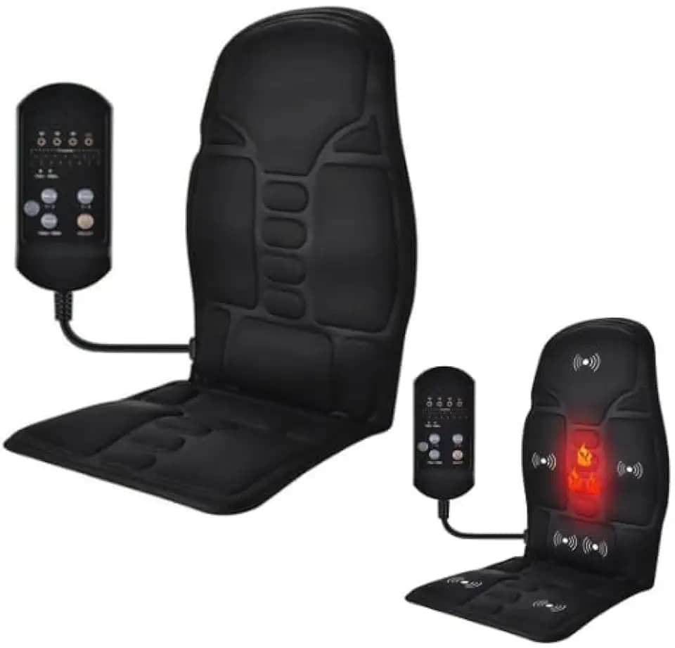 Assento Massageador Elétrico com Aquecimento, 8 Modos de Massagem, Controle Remoto, Carro Poltrona Cadeira Pescoço Costas Lombar Ombro Alivia Dor Tensão