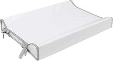 Trocador Americano Para Comoda Bebe Fralda Impermeável Anatomico com Abas Portátil Com Zíper Branco Com Cinza (65cm x 45cm)