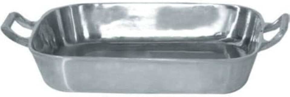 Forma Assadeira Tabuleiro Para Frango 28 cm Aluminio Polido Com Alças