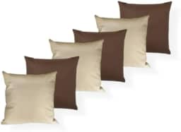 KIT COM 6 ALMOFADAS CHEIAS DECORATIVAS CORES SÓLIDAS 45X45cm(MIX_TABACO&PALHA)