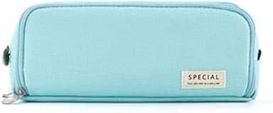 Estojo Escolar Grande Capacidade com Fecho Éclair Duplo – Bolsa Organizador Multicamada para Canetas, Lápis, Maquiagem ou Acessórios – Unissex – Uso Escolar ou Escritório (Azul Claro)