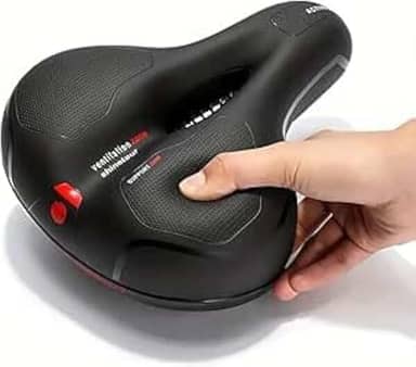 Banco De Bicicleta Confortável Selim Largo Com Absorção De Choque Almofada De Bike Macia À Prova D'Água Com Faixa Traseira Segurança Assento Com 2 Molas Anti-Impacto