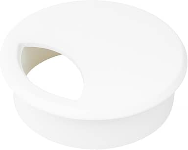 Kit 2 Passa Fios de Mesa 50 mm – Organizador de Cabos em Plástico ABS – Branco – Ideal para Escritórios, Computadores e Móveis Planejados