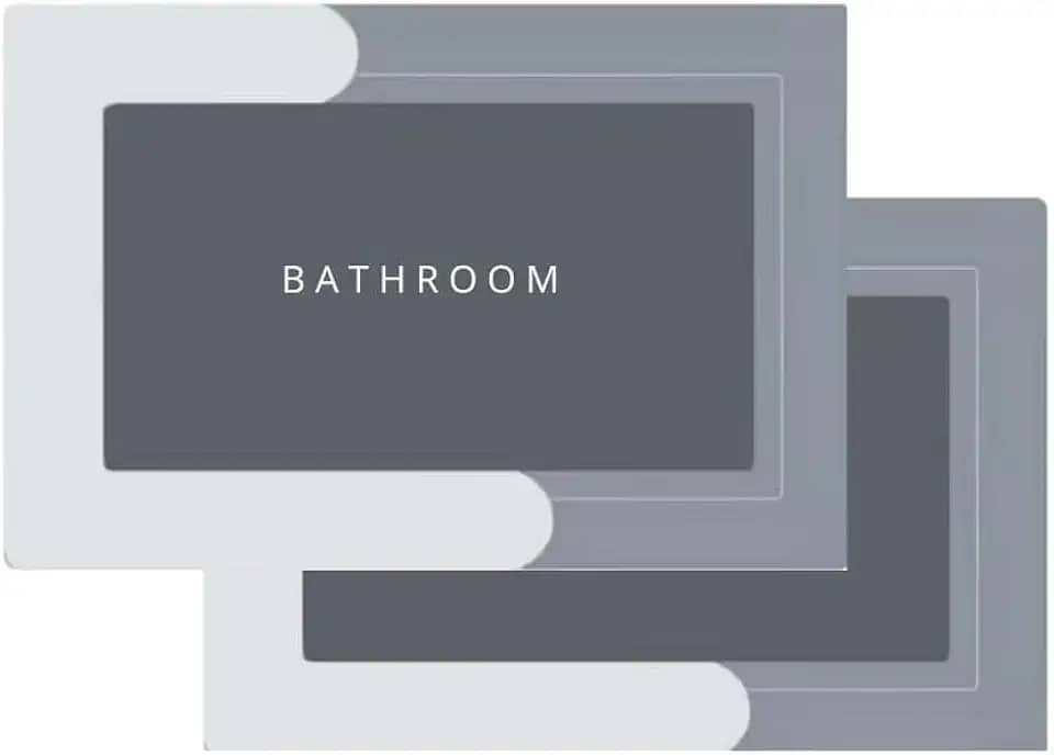 Kit 2 Tapetes Mágicos Ultra Absorventes Antiderrapantes, Secagem Rápida, Laváveis, Ideais para Banheiro, Lavabo e Lavanderia, Conforto, Segurança e Estilo para Sua Casa (Cinza)