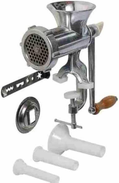 Máquina De Moer Carne Manual N10 Inox Multiuso Com Acessórios Para Embutidos E Biscoitos
