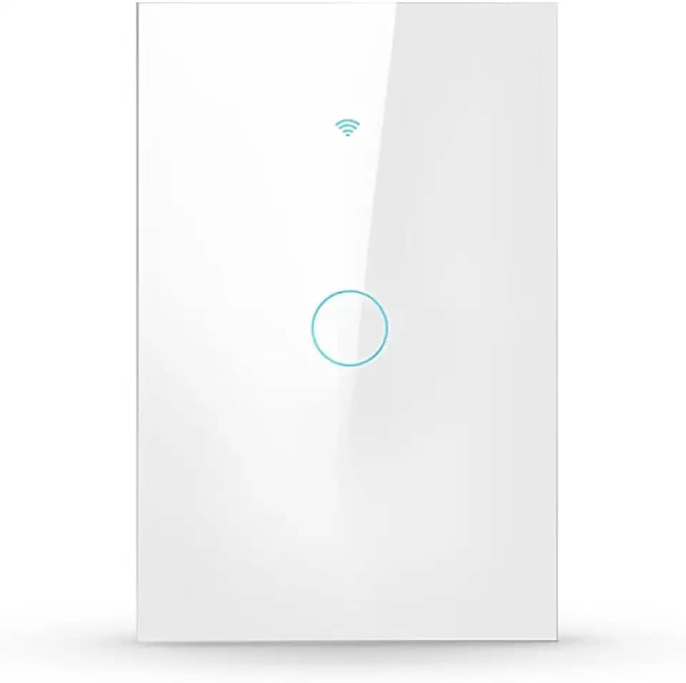 Interruptor Inteligente Wi-Fi Branco 1 Botão 2.4 GHz Smart Touch Bivolt Compatível com Alexa, Google Home, Tuya Neutro Paralelo Virtual