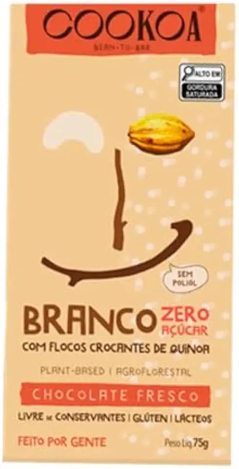 Chocolate Branco Crocante Zero Açúcar Vegano Cookoa 75g