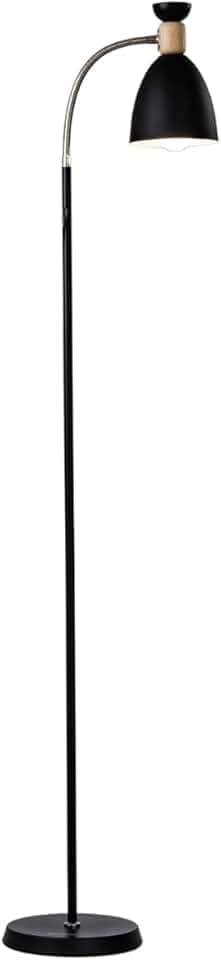 Abajur de chão flexivel luminaria chao articulada piso detalhe em madeira Techled (Preto)