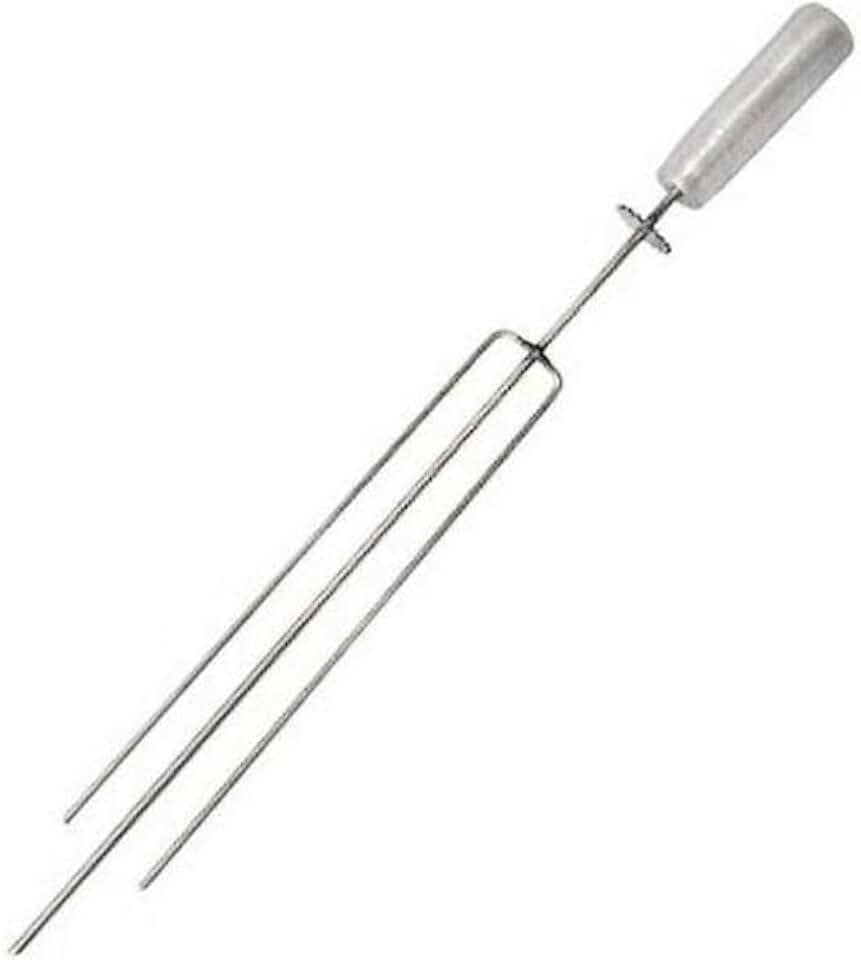 Espeto TRIDENTE Giratório Inox 65cm Cabo Revestido em Alumínio