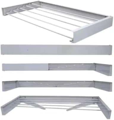 Varal De Parede Retratil Secreto Magico 100cm Com 6 Varetas