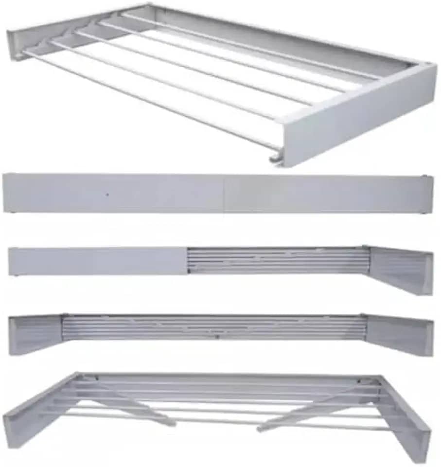 Varal De Parede Retratil Secreto Magico 100cm Com 6 Varetas