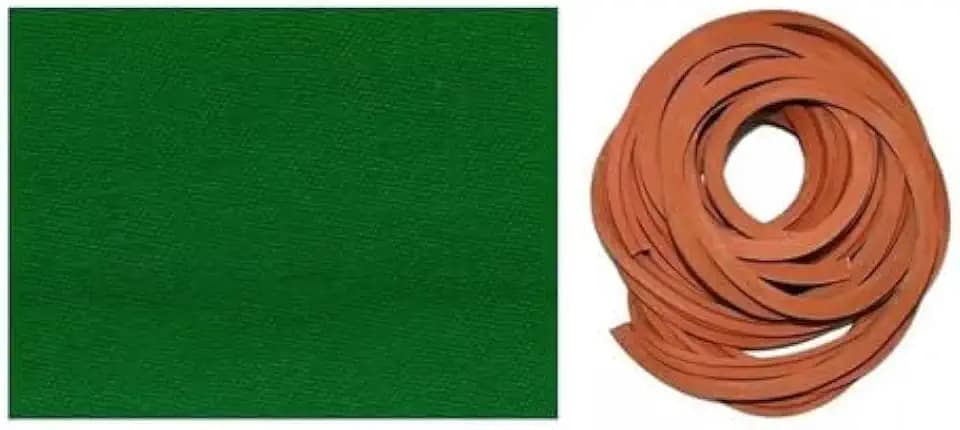 Kit 2,3m Pano Tecido Verde + 6m Borracha L Mesas Sinuca