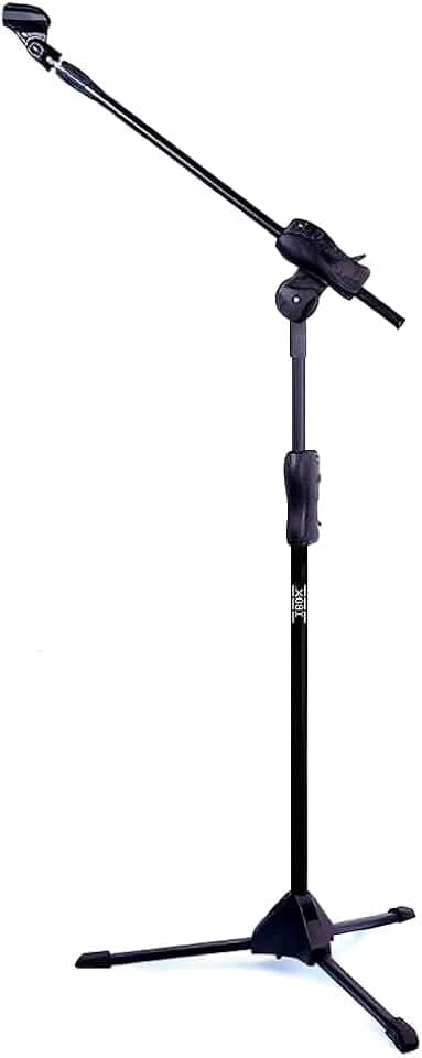 Pedestal Para Microfone Com Regulagem E Estante Girafa + Cachimbo black