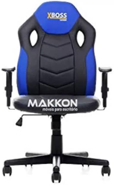 Cadeira Gamer Infantil Preta com Azul MK-861 - Makkon