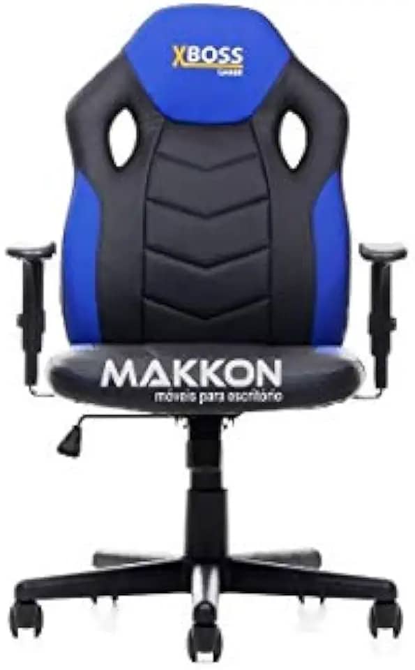 Cadeira Gamer Infantil Preta com Azul MK-861 - Makkon