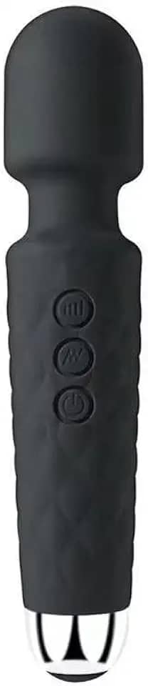 Massageador corporal Varinha mágica Varinha de silicone com textura estimulante - Recarregável, 20 modos, 8 velocidades(PRETO)
