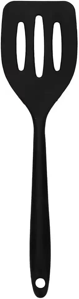 1 Espátula Vazada de Silicone Premium – Resistente ao Calor Antibacteriana Não Risca Panelas e Livre de BPA (Preto)