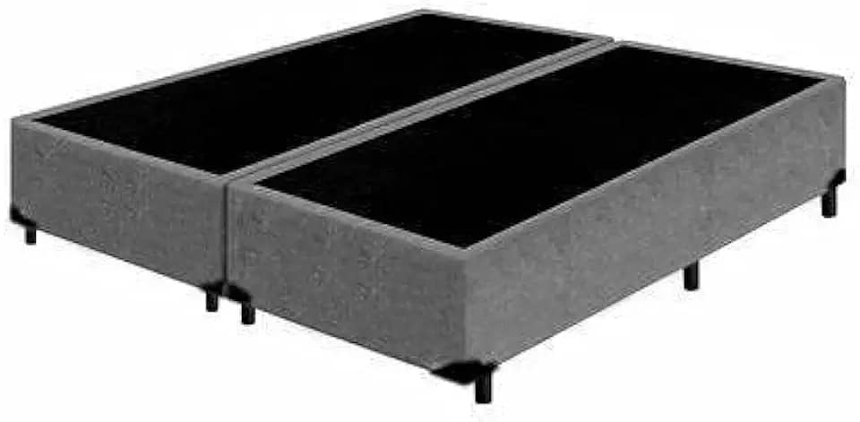 Base Box Queen Bipartido Suede Cinza