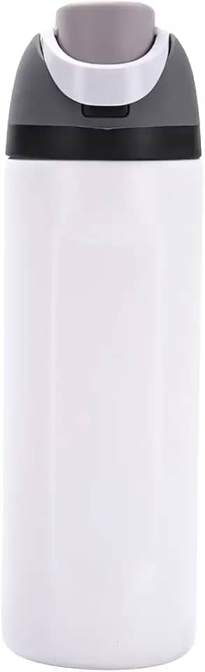 Garrafa Térmica de Água 710ml com Tampa 2 em 1 - Antivazamento, Parede Dupla, Com Alça e Tampa com Trava (Branco)