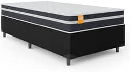 Cama Box Solteiro Colchão Molas Qatar 88x188x60cm Branco/Preto- Suporta até 150Kg