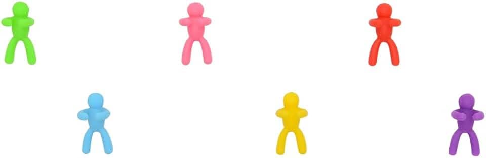 Mimo Style Jogo Marcador de Copos 06 Peças, Com Formato de Homenzinhos Coloridos. Feitos de Silicone. Podem Ser Colocados em Taças e Copos em Festas, Casamentos ou Jantares, SN20087