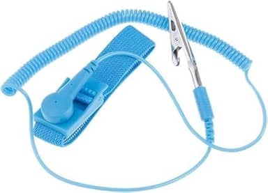 Pulseira AntiEstática Profissional Esd Sem Fio Ajustável Aterramento Segurança Contra Descargas Acidentais Com Garra Jacaré E Plug Banana Cor Azul