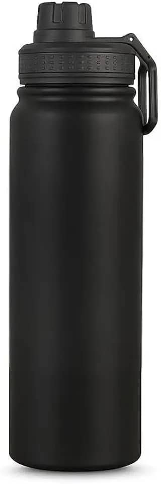 Garrafa Térmica para Academia, Aço Inox, Preta, 800ml, com Alça de Transporte