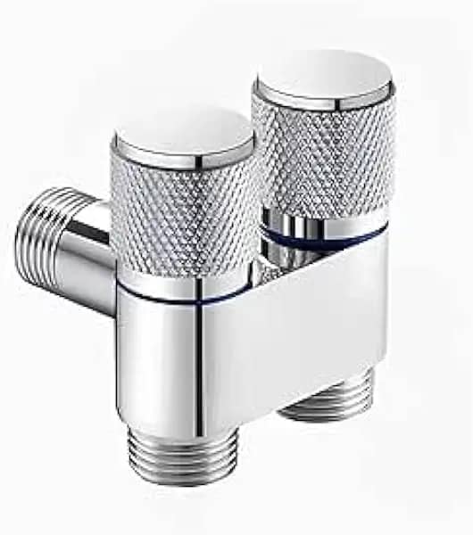 Válvula Dupla de Registro para Torneira e Banheiro - Controle Independente, Inox Premium, Alto Padrão, Instalação Fácil, Ideal para Cozinha, Banheiro e Lavanderia (PRATA)