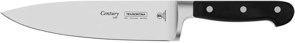 Faca Chef Tramontina Century Com Lâmina Em Aço Inox E Cabo Em Policarbonato E Fibra De Vidro 8"
