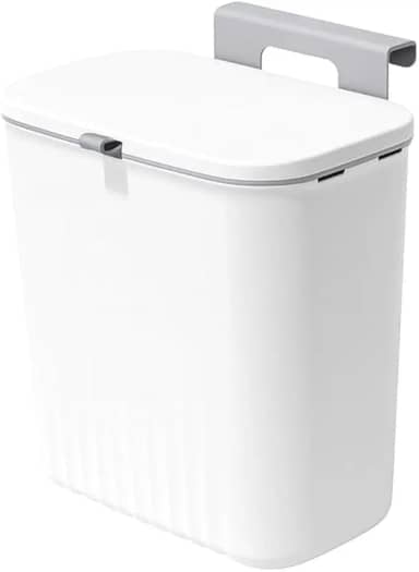 Lixeira Retrátil Suspensa Para Cozinha Sem Furos Pendurável Com Tampa Compacta Multiuso 9 Litros Organização Casa Pia Cinza ou Branca Premium AntiOdor (Branca)