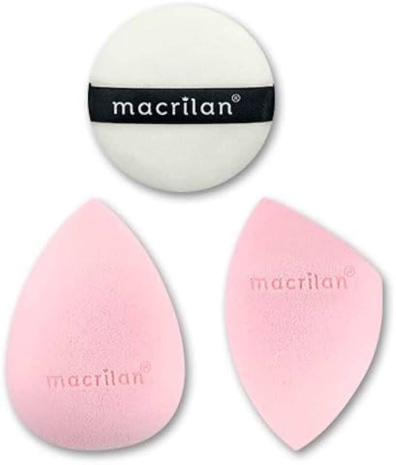 Esponja de Maquiagem Macrilan - Trio de Esponjas, Blender Macrilan, Cresce Molhada, Custo-Benefício, Acessórios Maquiagem