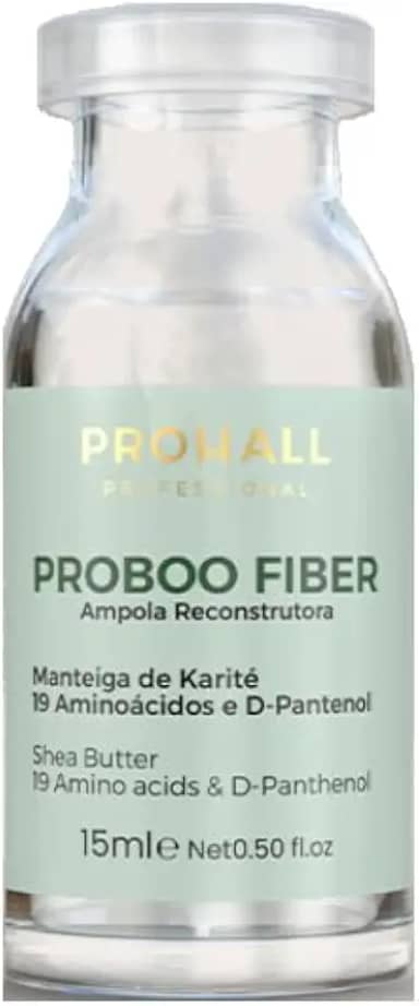 Ampola Capilar Prohall Proboo Fiber 15ml - Reconstrução Profunda Cabelos Danificados - Manteiga Karité, 19 Aminoácidos e D-Pantenol