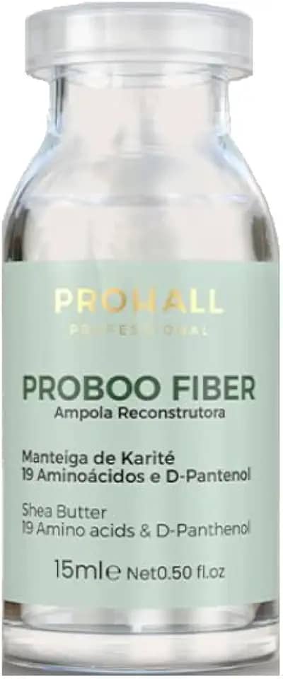 Ampola Capilar Prohall Proboo Fiber 15ml - Reconstrução Profunda Cabelos Danificados - Manteiga Karité, 19 Aminoácidos e D-Pantenol