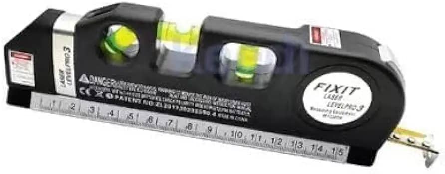 Trena Laser Digital Profissional Multiuso 4 em 1 | Nível a Bolha (3 Eixos), Régua Métrica, Laser de Alinhamento e Trena 2,5m | Ferramenta para Construção, Decoração e DIY | Inclui 3 Baterias AG13