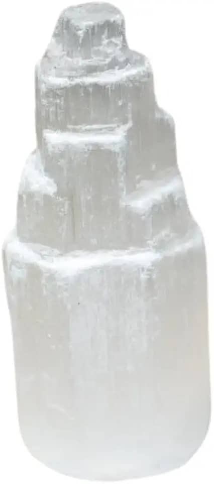 Torre de Selenita Bruta Pedra Natural Selenita 6cm Clareza Limpeza Energética Cristal para Purificação de Ambientes e Equilíbrio Energético Pedras Naturais para Terapias e Decoração