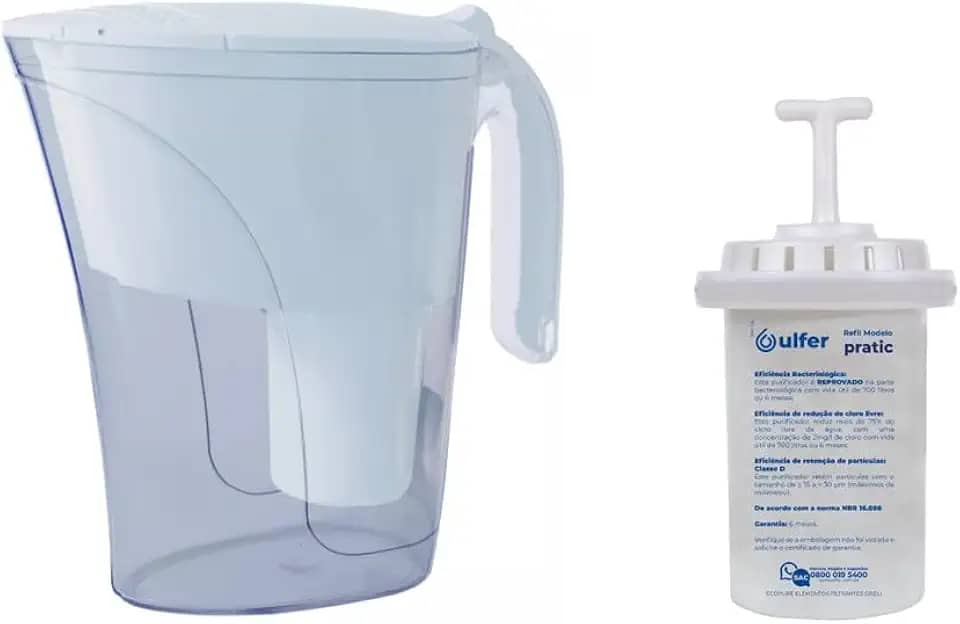 Kit Jarra Purificadora água filtro branca 1,5 Litros Inmetro Vela
