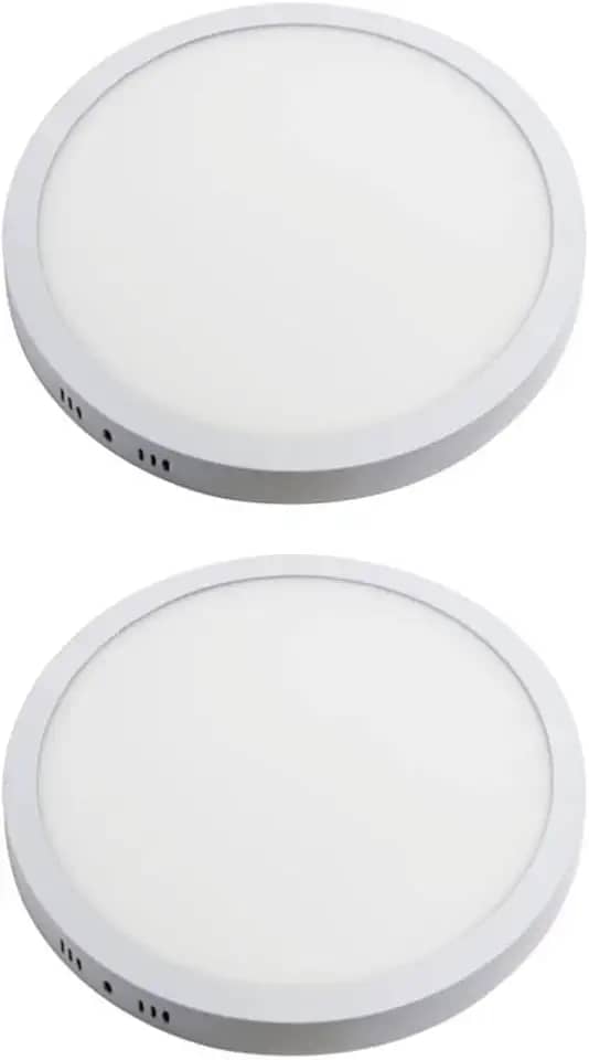 Kit 2x Painel Plafon Sobrepor Alumínio Redondo LED 24W 30cm Bivolt Branco Frio