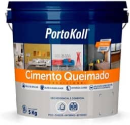 Cimento Queimado, Revestimento decorativo cimentício pronto, Argamassa colorida decorativa para de pisos e paredes, internas e externas, Cor: Geada, Balde 5kg