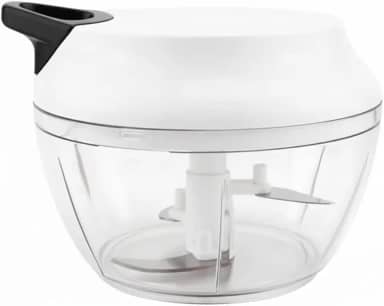 Processador de Alimentos Grande 480ml Triturador Com Três lâminas Em Aço Inox Manual Acionamento Por Corda Retrátil (BRANCO)