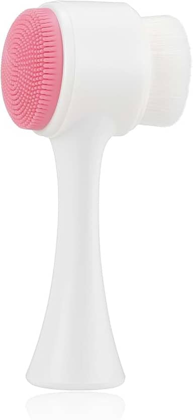 Escova com Cerdas de Silicone Facial 2 em 1 (Branco com Rosa)