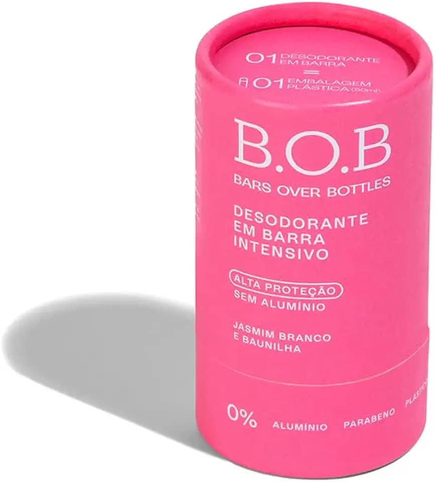 Desodorante em Barra Intensivo Jasmim Branco e Baunilha B.O.B | Alta Proteção, sem alumínio, natural, vegano, livre de crueldade, sustentável, livre de plástico, waterless, 0% álcool.