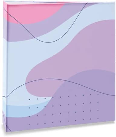 Álbum de fotos Ical, encadernação tradicional, para 120 fotos 10x15cm - envelope plástico transparente - linha Formas - modelo ondas azul e lavanda - 348