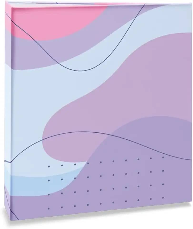 Álbum de fotos Ical, encadernação tradicional, para 120 fotos 10x15cm - envelope plástico transparente - linha Formas - modelo ondas azul e lavanda - 348