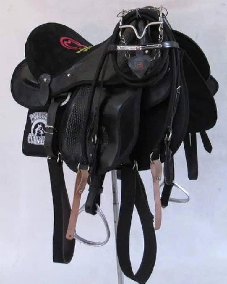 Sela Australiana Preta Completa Simples C/Aba Arreada 16 Polegadas Do Mangalarga