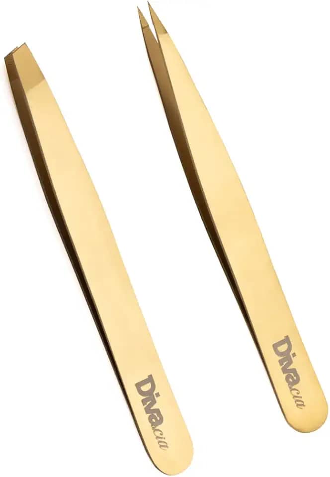 Kit 2 Pinças para Sobrancelhas Pinça Chanfrada e Agulha Profissional de Alta Precisão, Esterilizável em Autoclave, Kit de Pinças para Design de Sobrancelhas