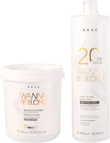 Pó Descolorante Profissional BRAÉ Wanna Be Blond 500g - Kit Descoloração High Lifting - Água Oxigenada 20 Volumes 900ml