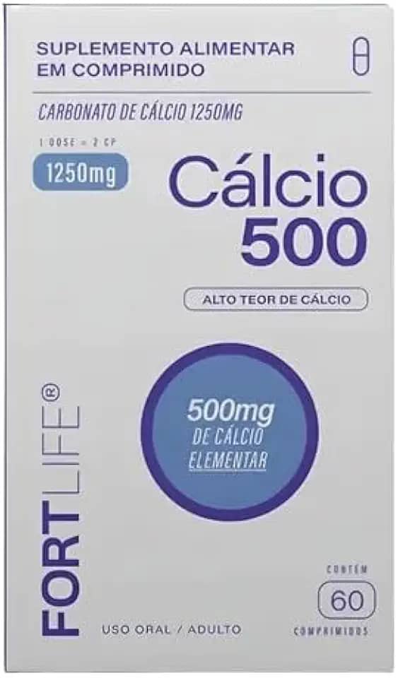 Cálcio 500 (Carbonato de cálcio 1250mg) Suplemento Mineral para Ossos Fortes 60 Cápsulas